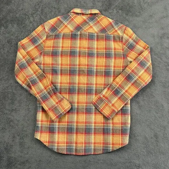 Brixton Rugged Cotton Flannel Men’s Medium Brown Red Long Sleeve Plaid Skate - Picture 5 of 7